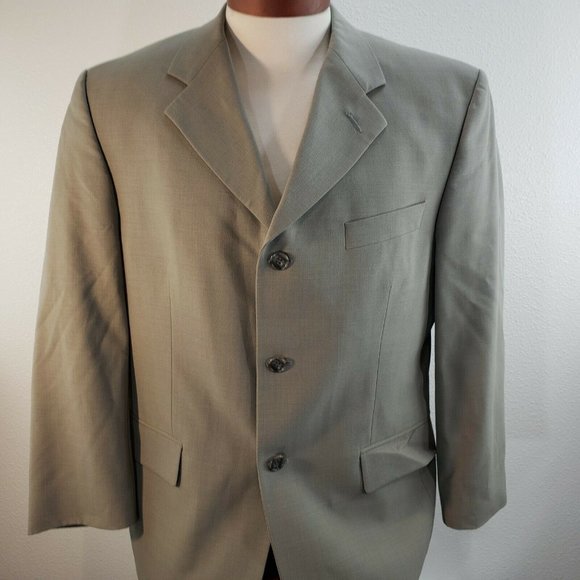 Alexandre London Savile Row‎ Suit Jacket Sports Coat Wool 2 Button 40S Gray Sage - Picture 2 of 12